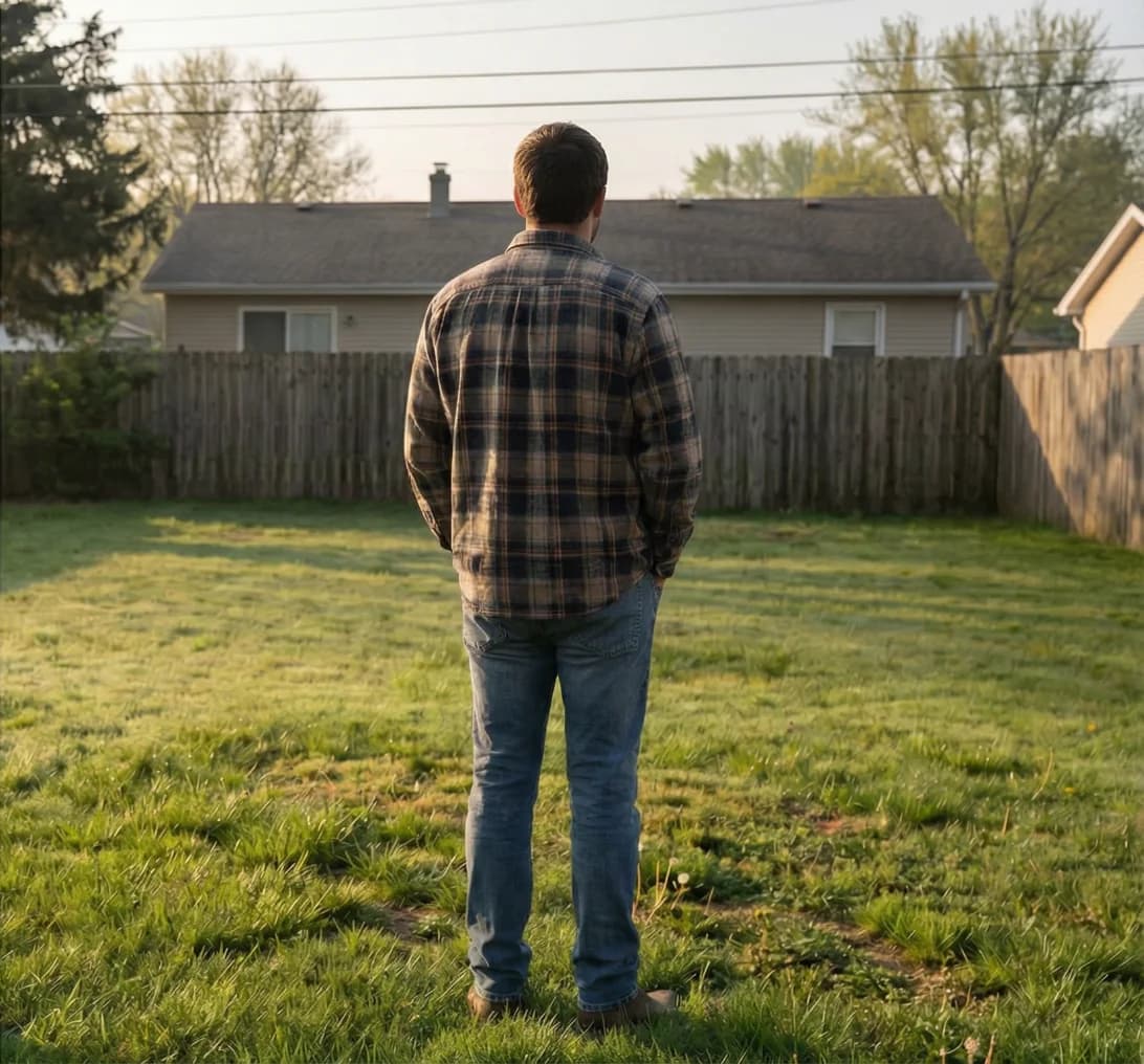 A well-maintained lawn with rich green grass in warm afternoon light